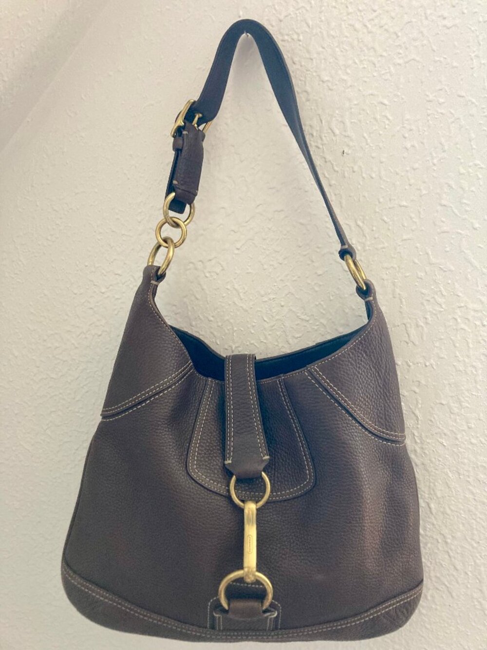 Vintage Coach Leather Bag w/ Brass Clasp